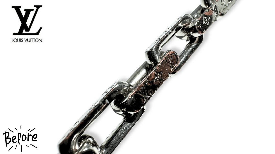 ルイヴィトンメッキ剥げサビ修理・リメイクや仕上げ直し【LOUIS VUITTON ネックレスモノグラムチェーン】修理前