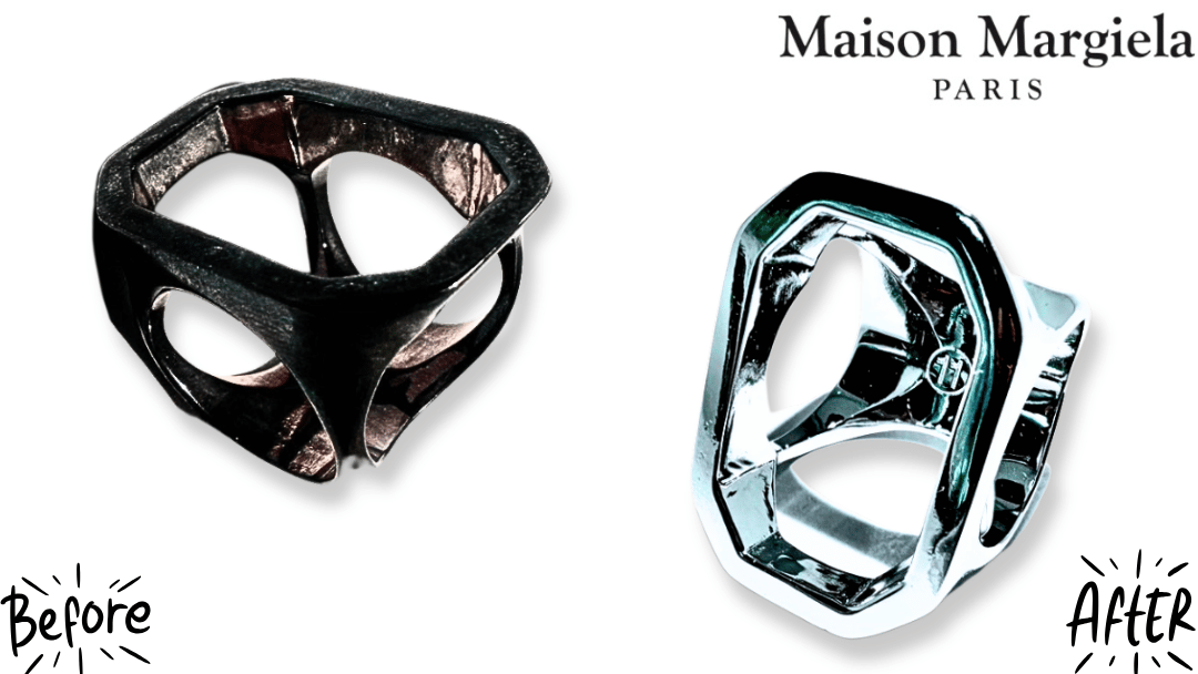 Maison Margiela カットアウトブラスリング｜SV925の変色と錆を徹底除去修理