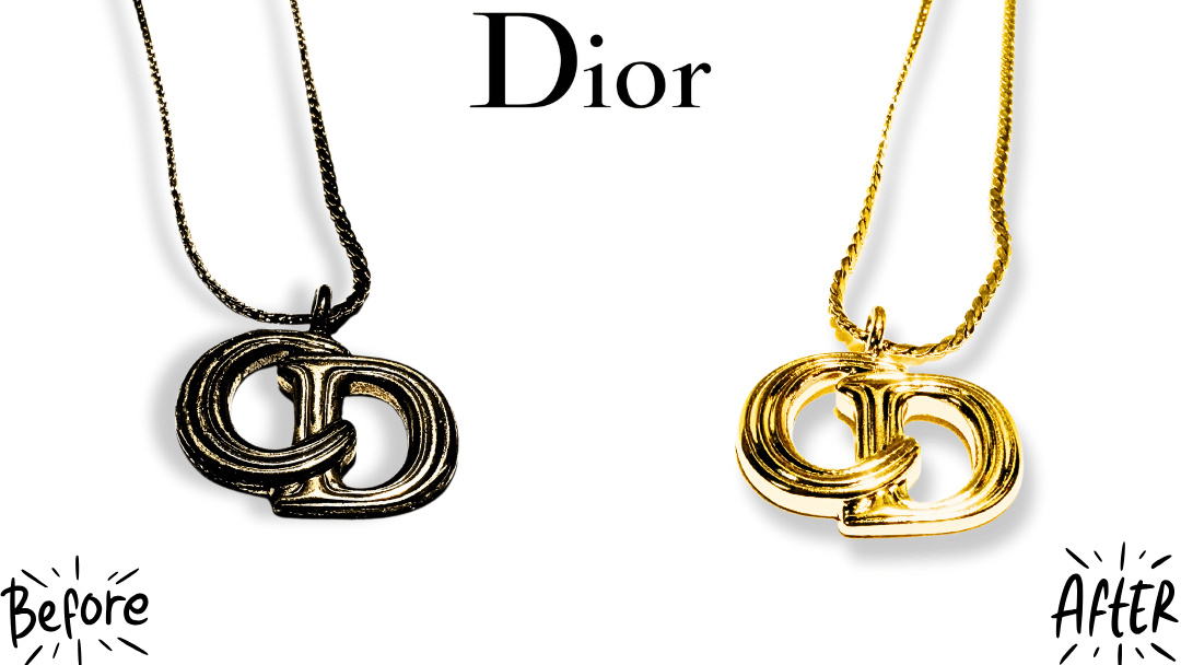 DIORジュエリーの再メッキ修理！ネックレスの色褪せを解消｜放置してたDIORが…プロの手でここまで復活！