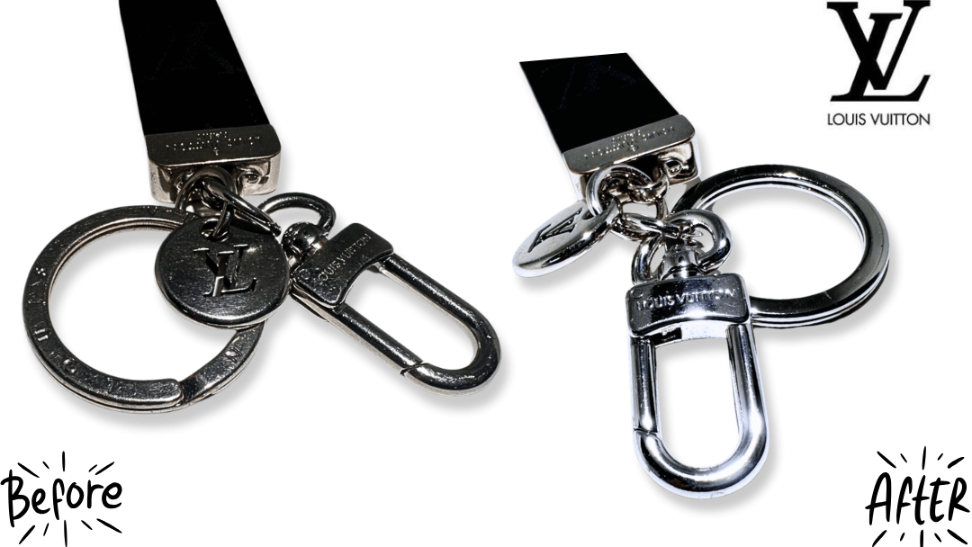 【黄ばみ・くすみ】シルバー系の輝きが失われたLVキーホルダー。修理で「購入時の感動」が蘇る