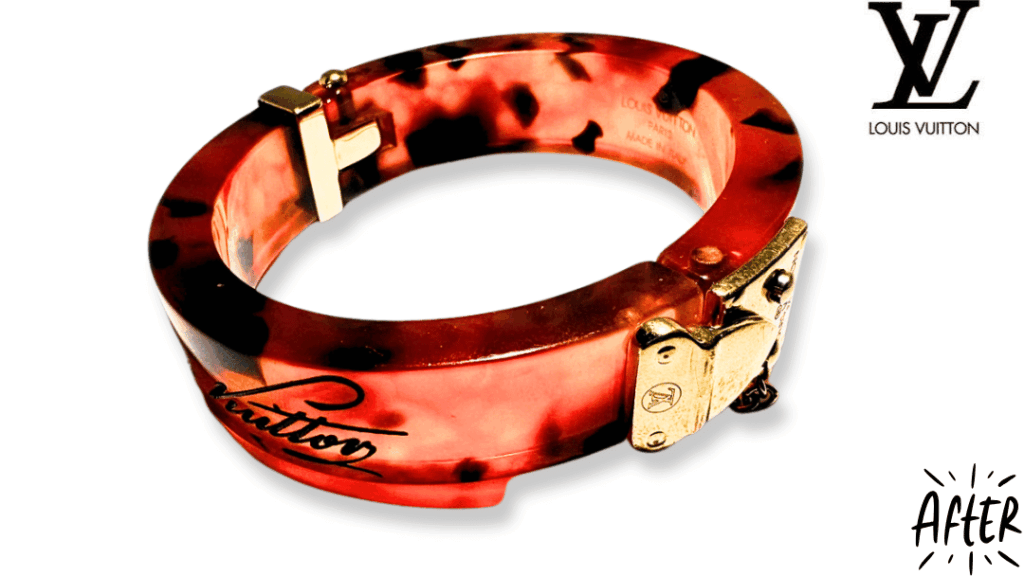 【樹脂ジュエリー修理】落として“パキッ”と割れたLVバングル。接着剤で失敗する前にご相談ください 修理後