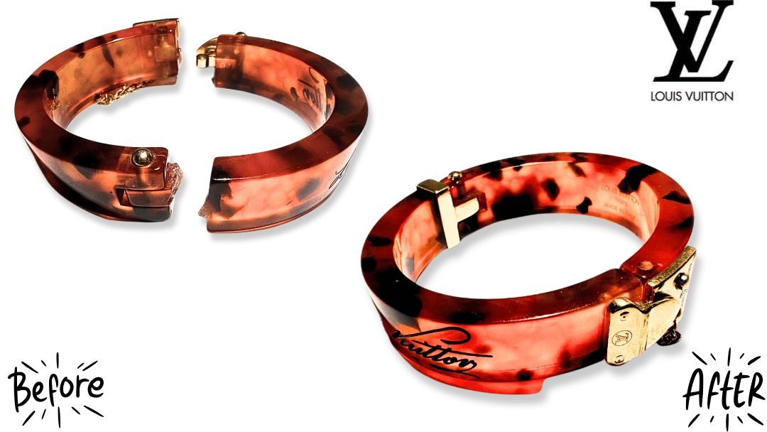 【樹脂ジュエリー修理】落として“パキッ”と割れたLVバングル。接着剤で失敗する前にご相談ください