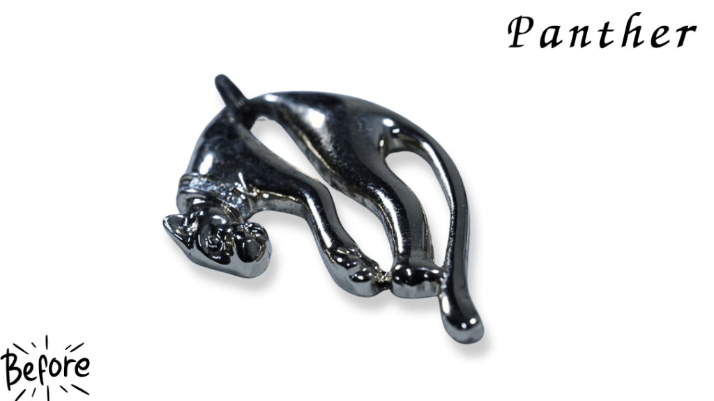 「素材が分からない」と諦めないで。パンサーペンダントのメッキ剥がれ錆修理　前