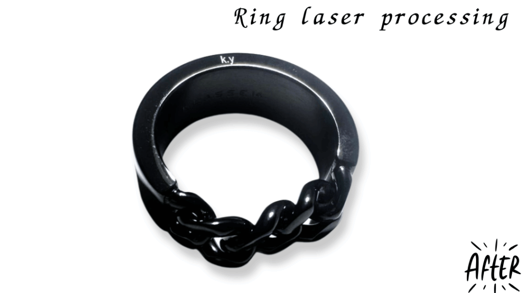 【即日対応】今日渡したい！ブラックロジウムリングへのレーザー刻印名入れ　後
