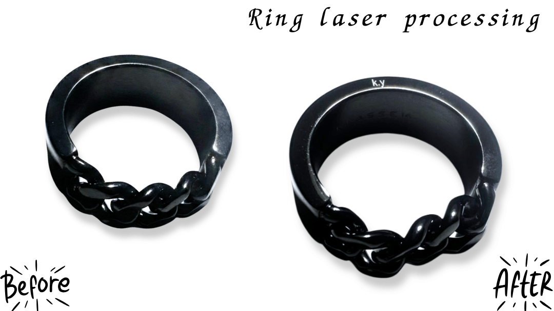 【即日対応】今日渡したい！ブラックロジウムリングへのレーザー刻印名入れ