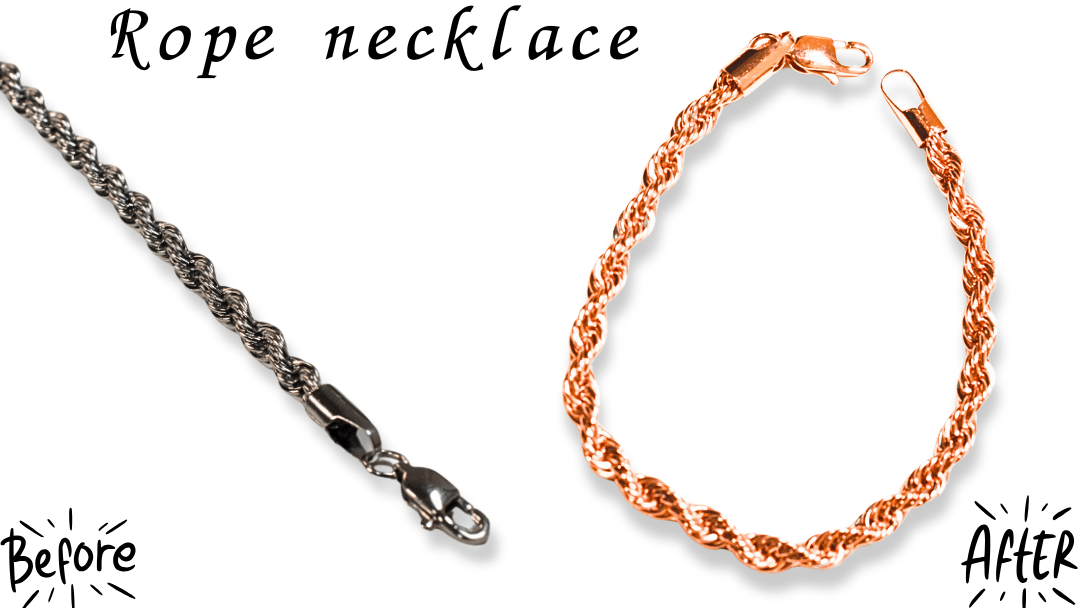 ステンレスロープチェーンをピンクゴールドメッキで高級ジュエリーへ