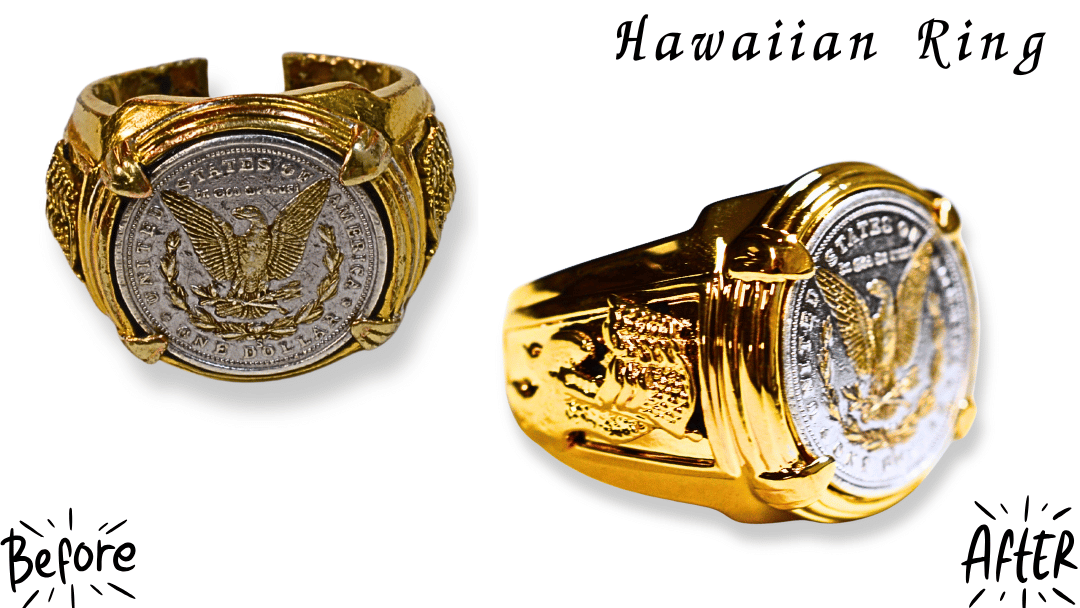 コインリングのメッキ剥がれ修理。「部分メッキ。コインにはメッキしたくない」が可能