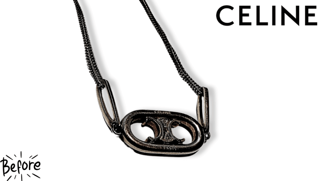 【セリーヌの錆】諦めないで。トリオンフネックレスの黒ずみ・変色をK18メッキで完全修復 前
