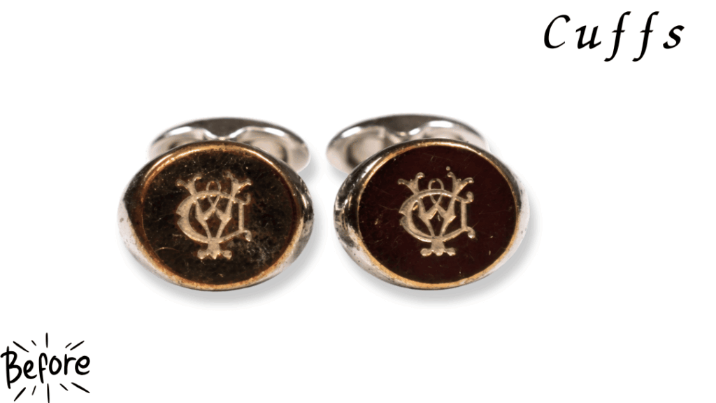 メッキが剥げたカフスが復活。フォーマルで恥をかかないために！カフス修理　前