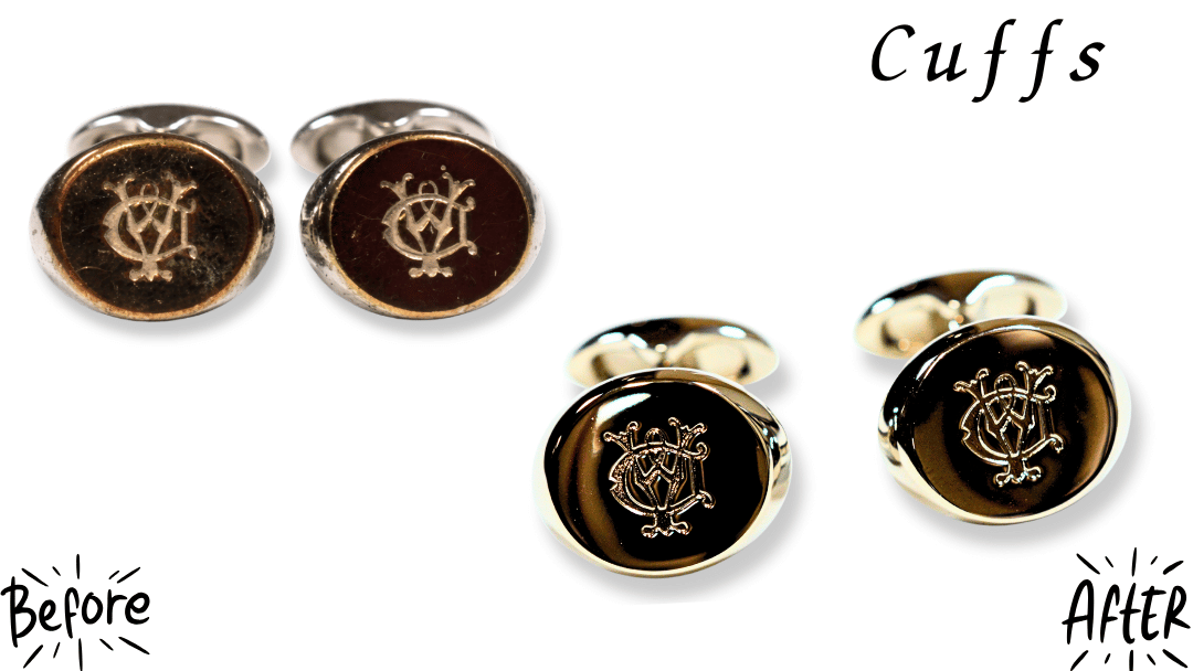 メッキが剥げたカフスが復活。フォーマルで恥をかかないために！カフス修理