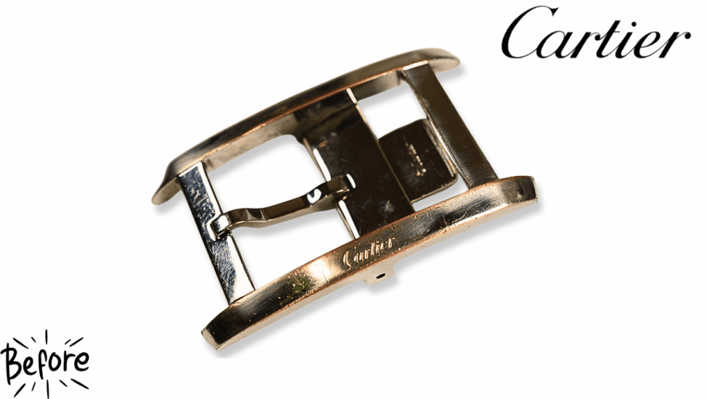 【4社に断られた】カルティエの真鍮バックル修理。再メッキで新品同様に復活修理　前
