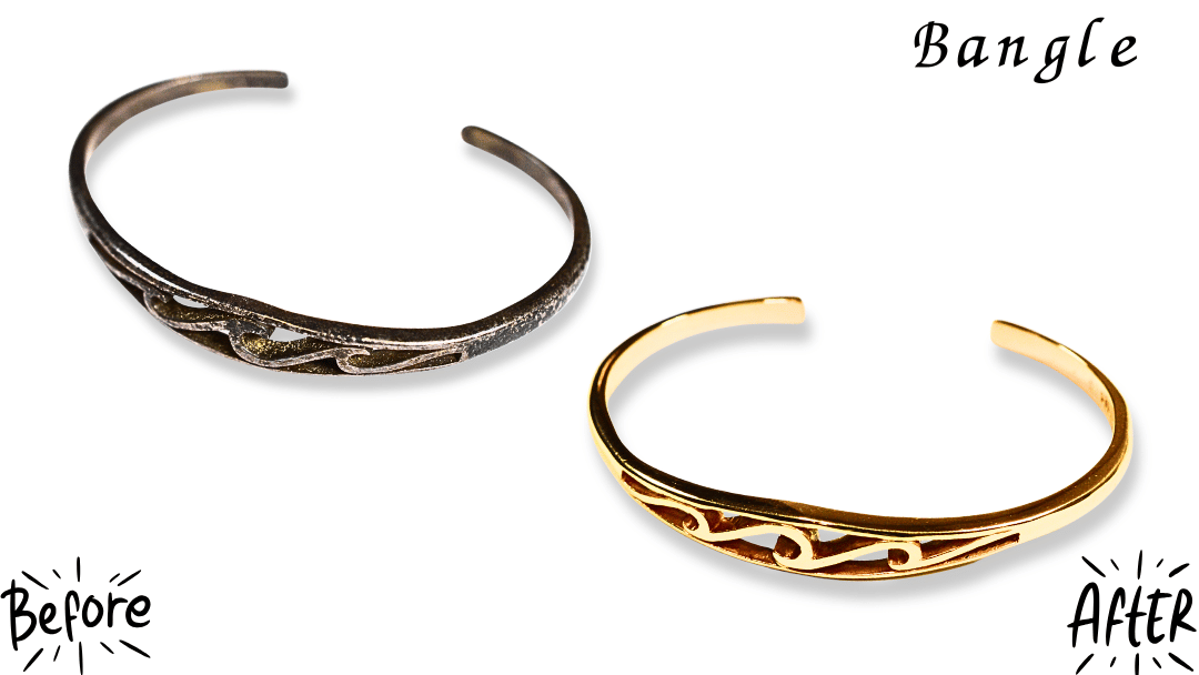 【黒ずみ・変色】真っ黒なシルバーバングルがK18ゴールドに！大人のカスタム修理